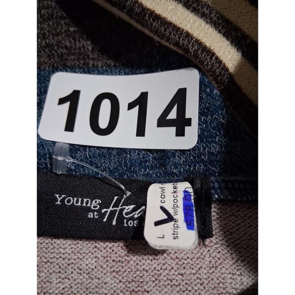 Y2K Vintage Young at Heart Women's size Large Cowl Neck Striped Pocket Tunic Top - Picture 9 of 12